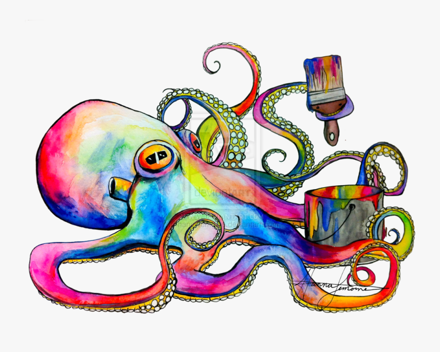 Phagocytosis By Hannalemoine Wall Finishes, Octopus, - Psychedelic Png, Transparent Clipart