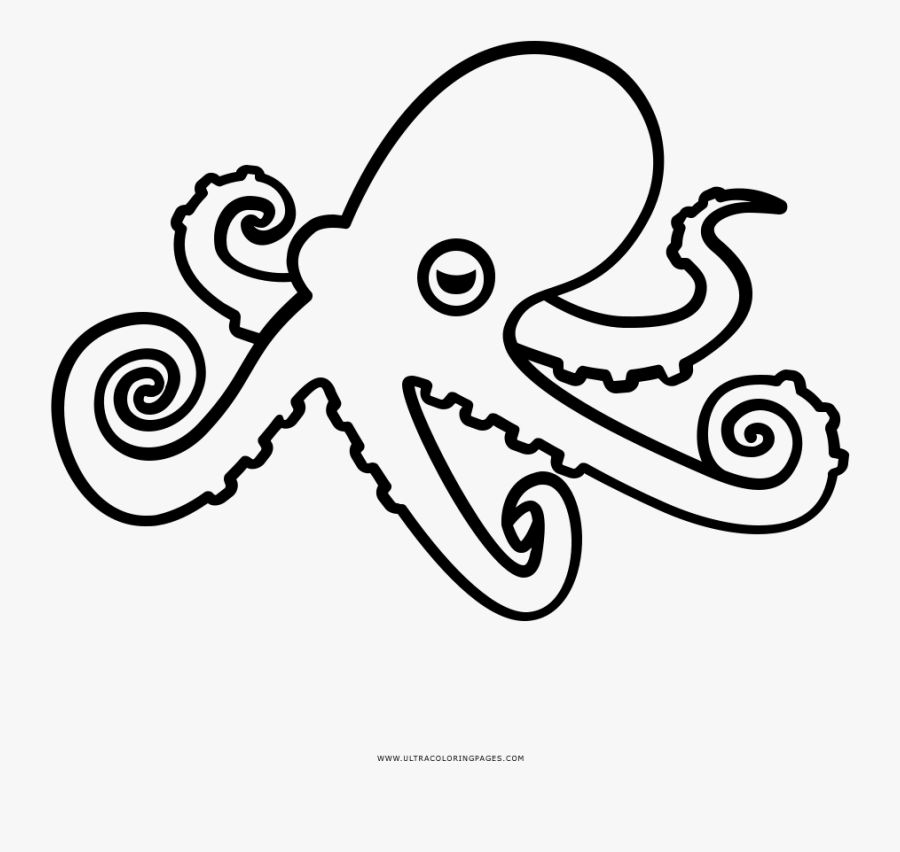 Octopus Coloring Page Line Art- - Polvo De Desenho, Transparent Clipart