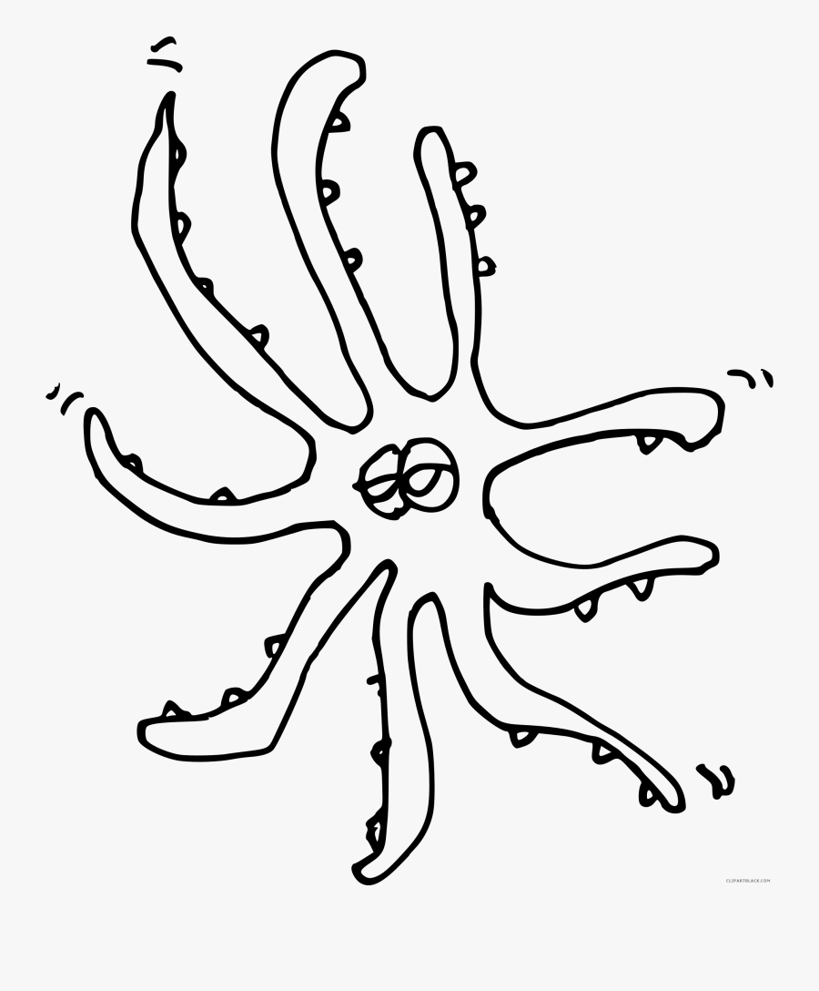 Octopus Clipart Outline - Line Art, Transparent Clipart