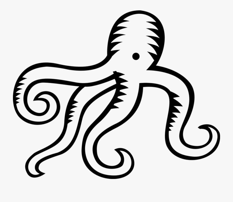 Clip Art Black And White Cephalopod Image Illustration - Line Art, Transparent Clipart