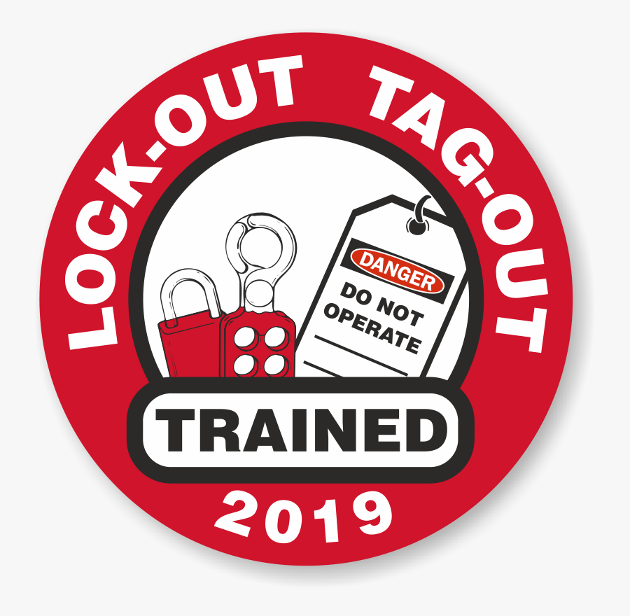 Lock Out Tag Out Trained Hard Hat Decal - Lock Out Tag Out Icon, Transparent Clipart