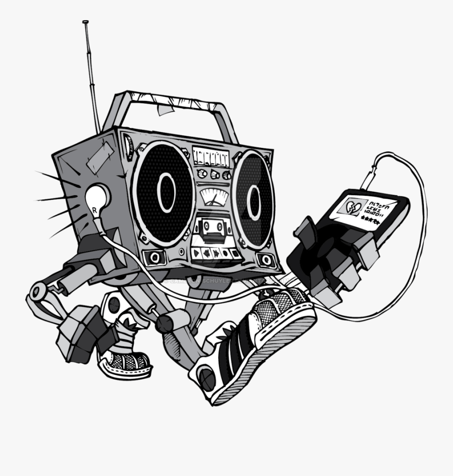 Transparent Boombox Png - Old School Boombox Drawing, Transparent Clipart