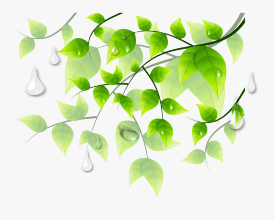 #ftestickers #leaves #greenery #raindrops #border #corner - Leaf Corner Border Png, Transparent Clipart
