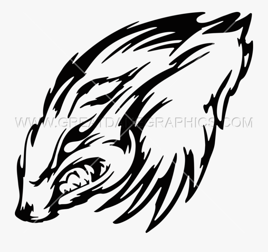 Angry Wolverine - Animal Wolverine Line Drawing, Transparent Clipart