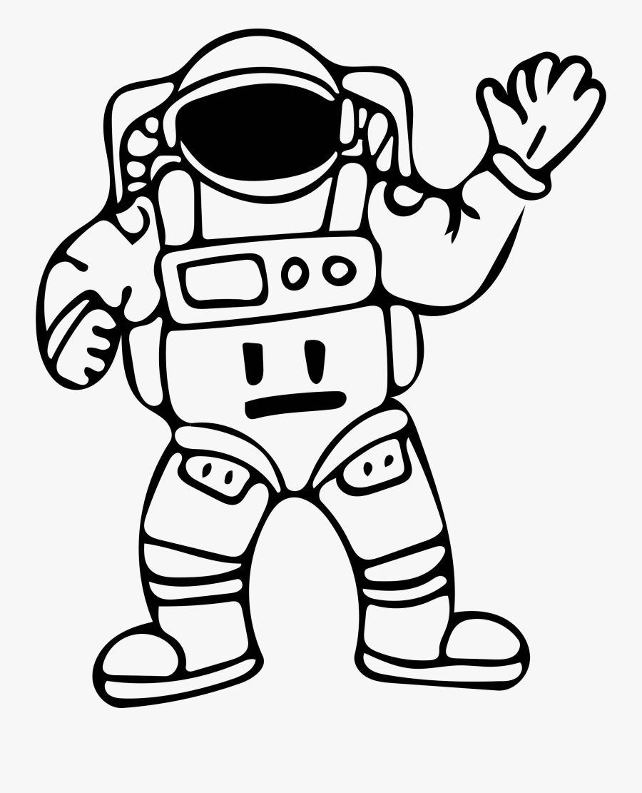 Waving Outline Big Image - Outline Picture Of Astronaut, Transparent Clipart