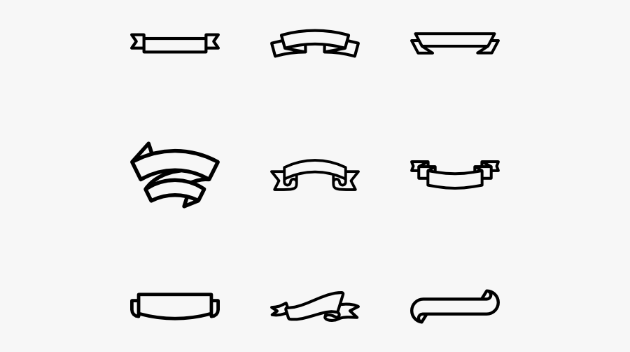 Ribbon Vector Black White Png, Transparent Clipart