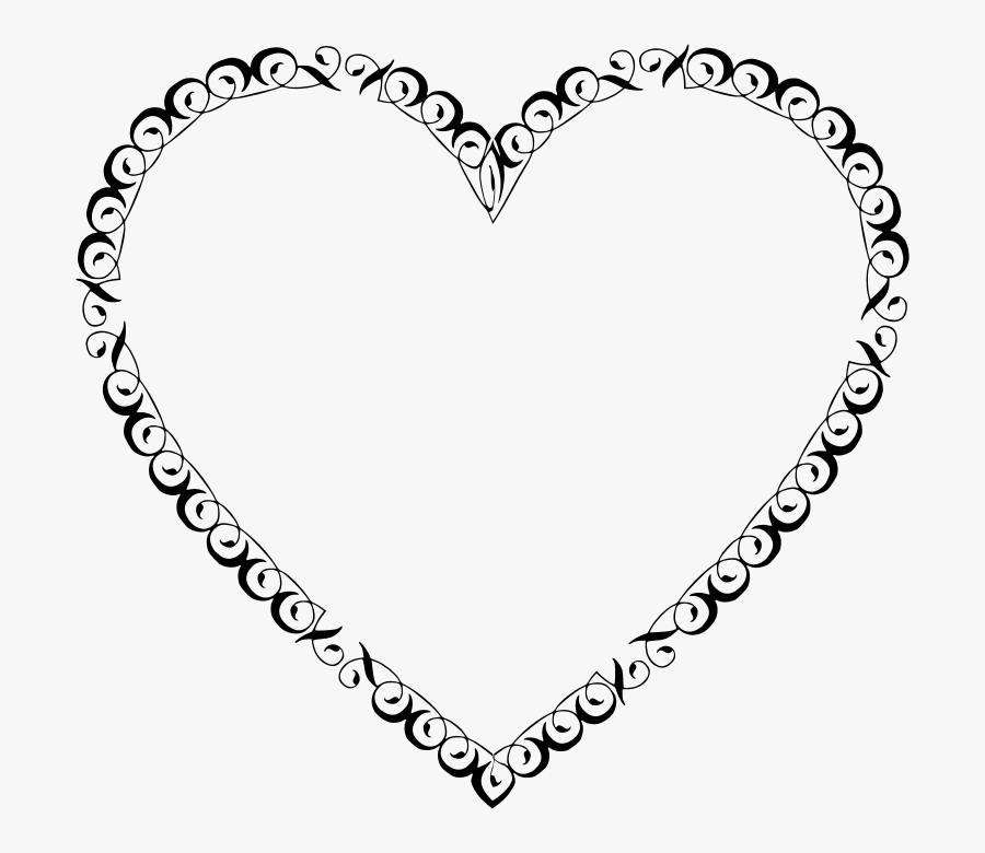 Heart Banner Black And Transparent Background - Transparent Background Heart Frame, Transparent Clipart