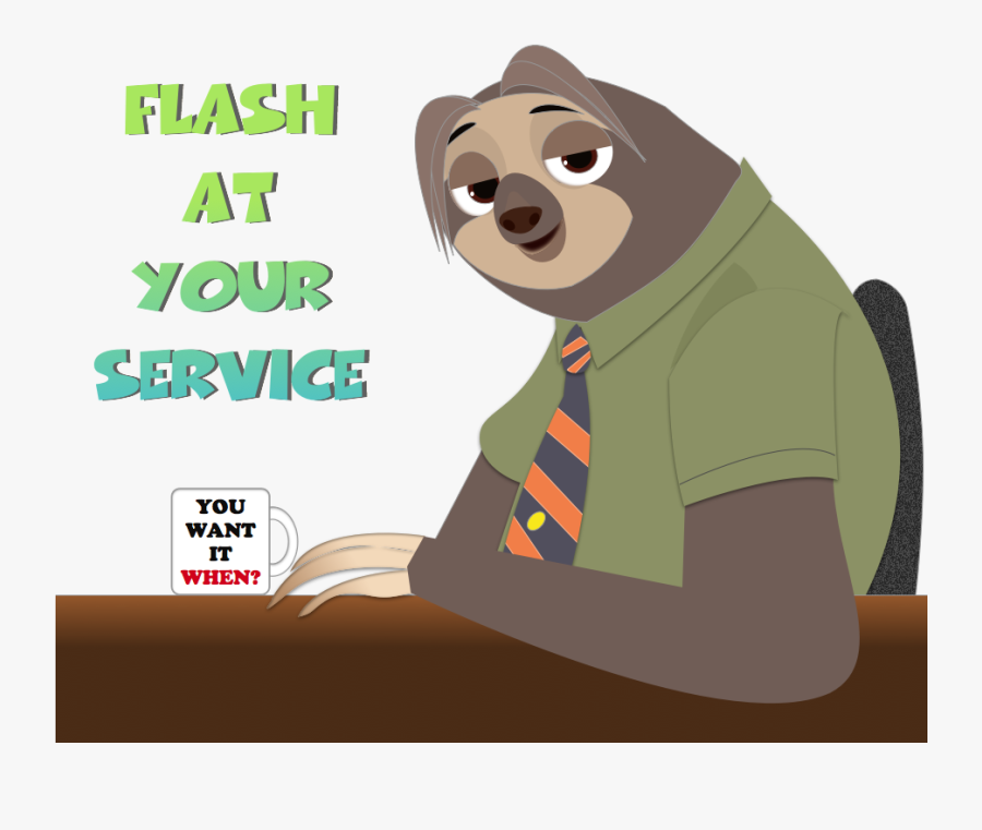 Flash From With - Sloth Zootopia Clip Art, Transparent Clipart