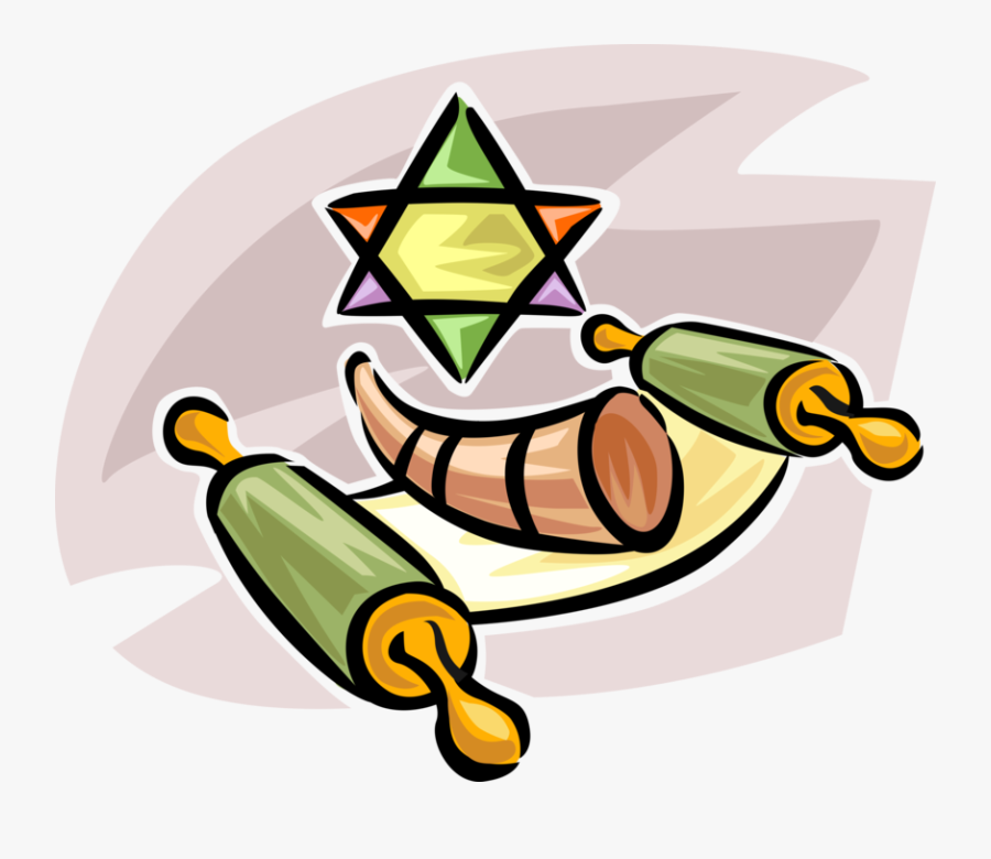 Hebrew Sefer Torah With - Shofar Clipart Transparent, Transparent Clipart