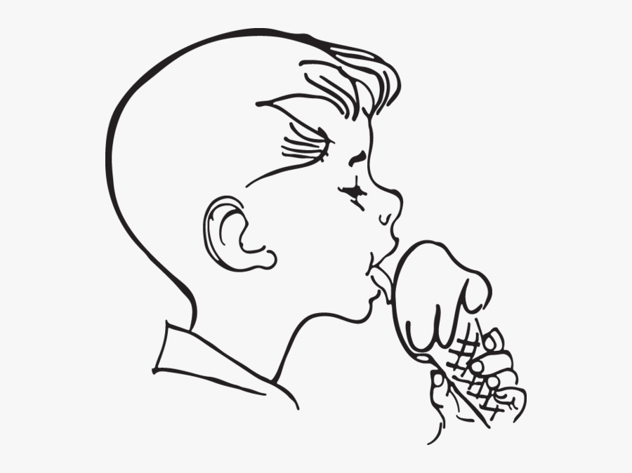 Boy Licks Icecream Oldcuts - Licking Ice Cream Clipart Black And White, Transparent Clipart