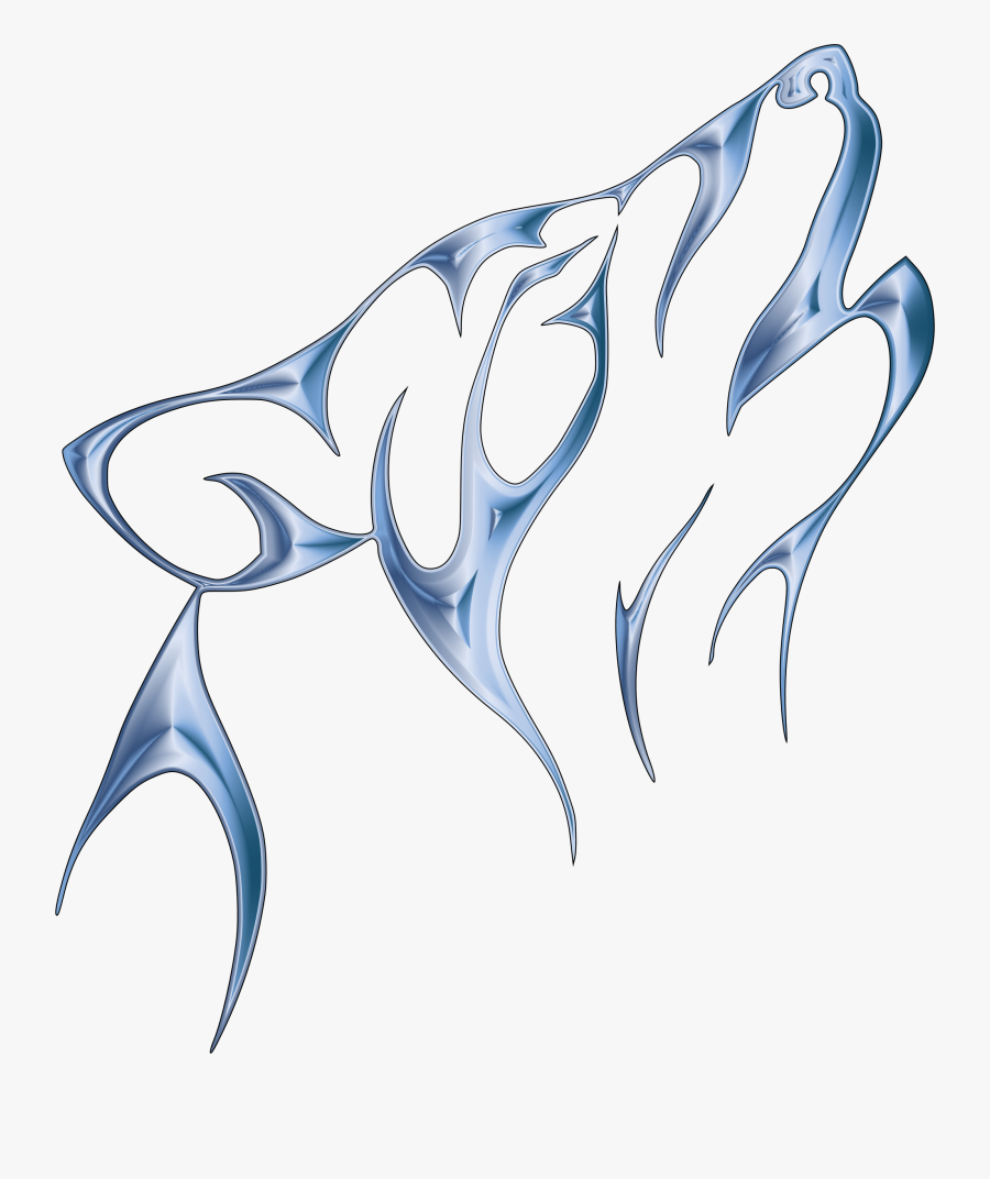 Cobalt Steel Tribal Wolf No Background Clip Arts - Wolf Tattoo, Transparent Clipart
