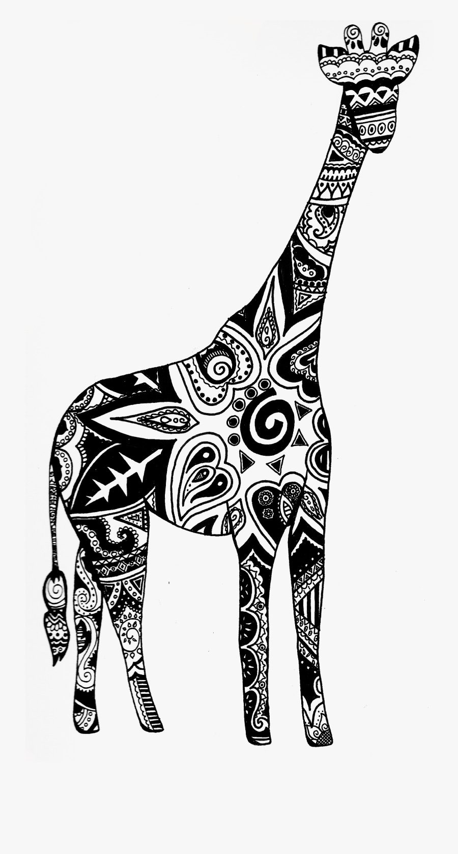 Doodling Giraffes Pinterest Elephant - Giraffe Outline, Transparent Clipart