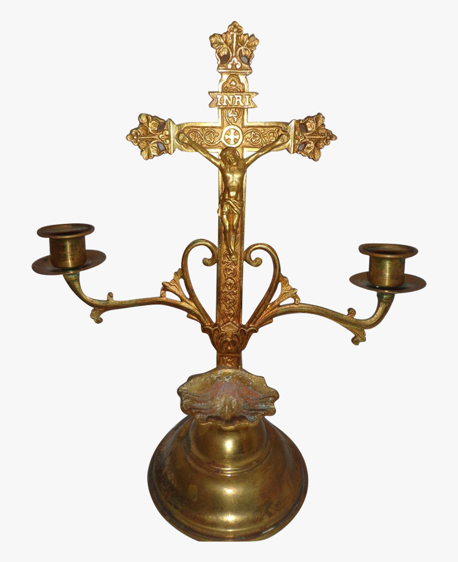 Beautiful All-original Altar Cross Roman Catholic Religious - Brass, Transparent Clipart