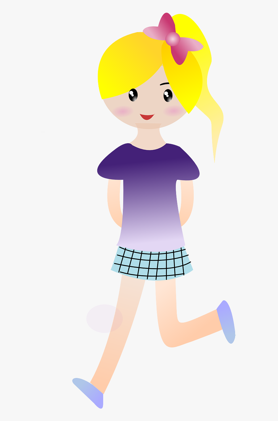 Ponytail Running Picpng - Girl Walking Cartoon Png, Transparent Clipart