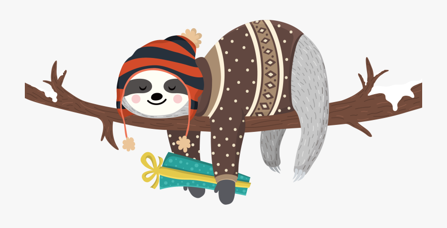 Wearing A Hat Of Lazy Vector - Sloth Vector Png, Transparent Clipart