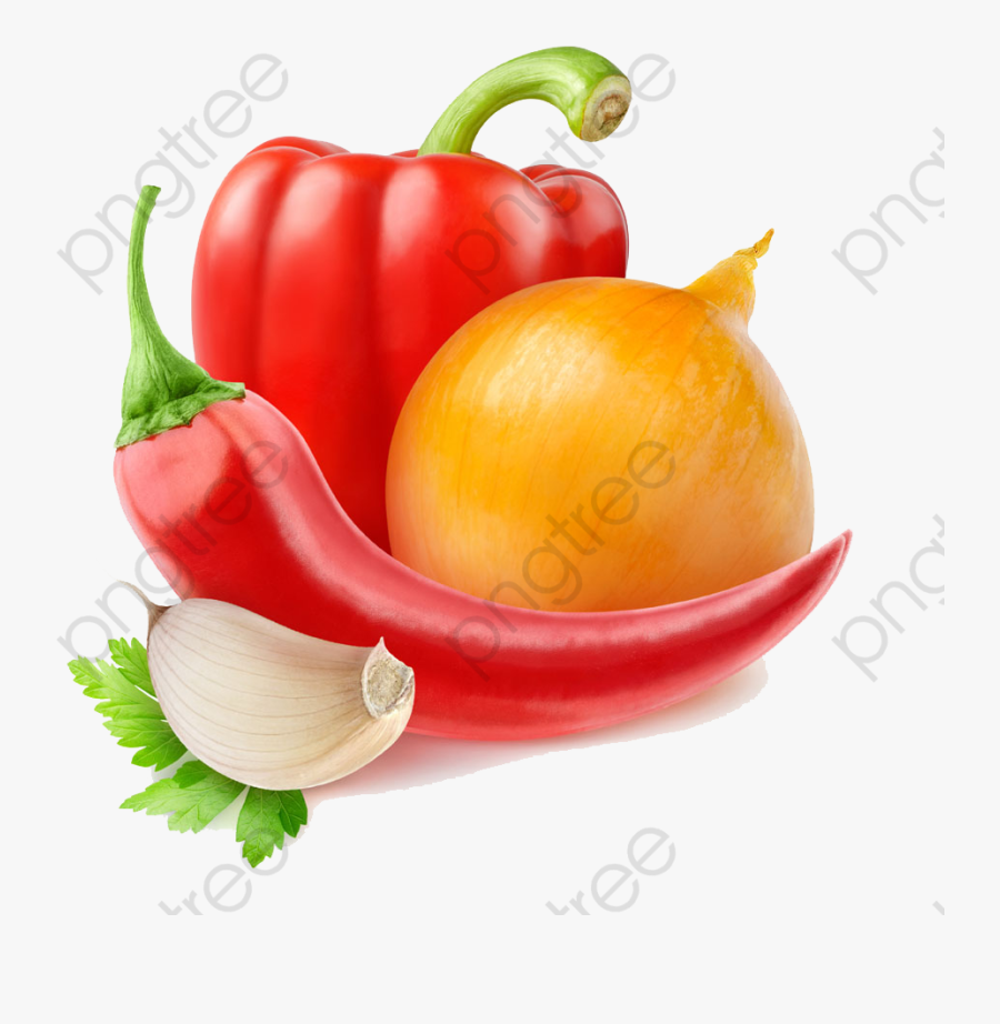 Garlic Onion Chili Picture Material, Chili Clipart, - Перец Баклажан Помидор, Transparent Clipart