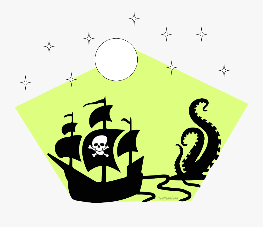 Nerd Pumpkin Clipart - Pirate Ship Stencil, Transparent Clipart