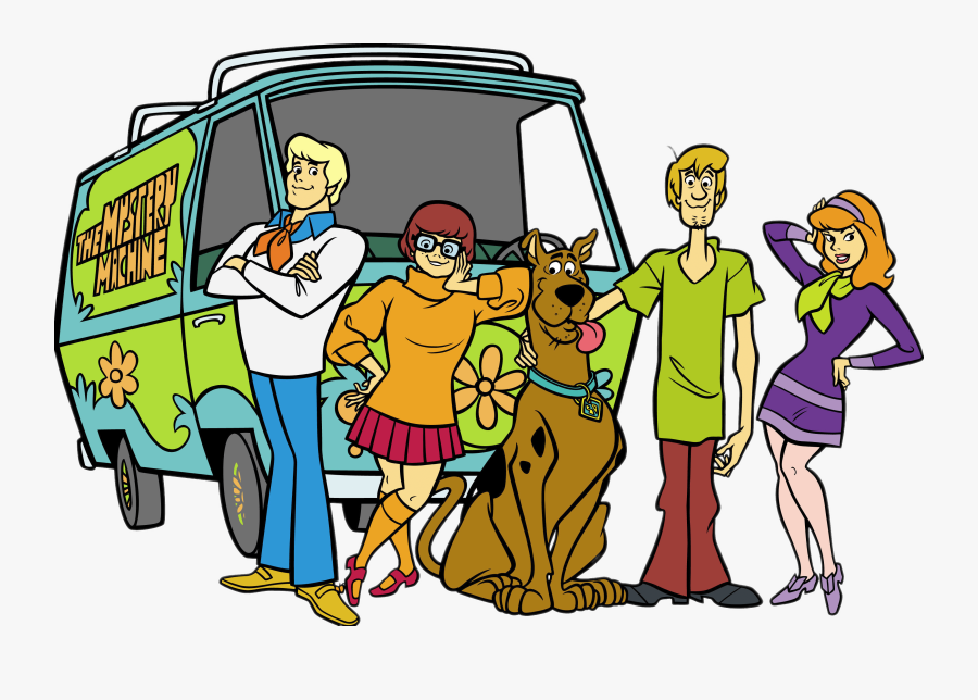 Scooby Doo In Front Of Mystery Machine - Scooby Doo Cartoon, Transparent Clipart