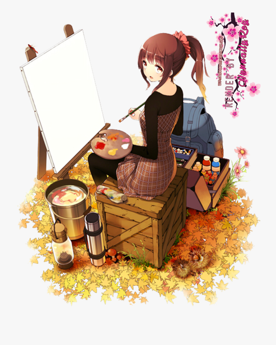 Anime Girl Render - Anime Girl Artist Png, Transparent Clipart