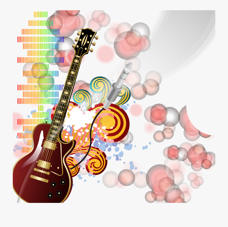 Sound Pink Microphone Guitar Vector Acoustic Clipart - Bass Guitar, Transparent Clipart