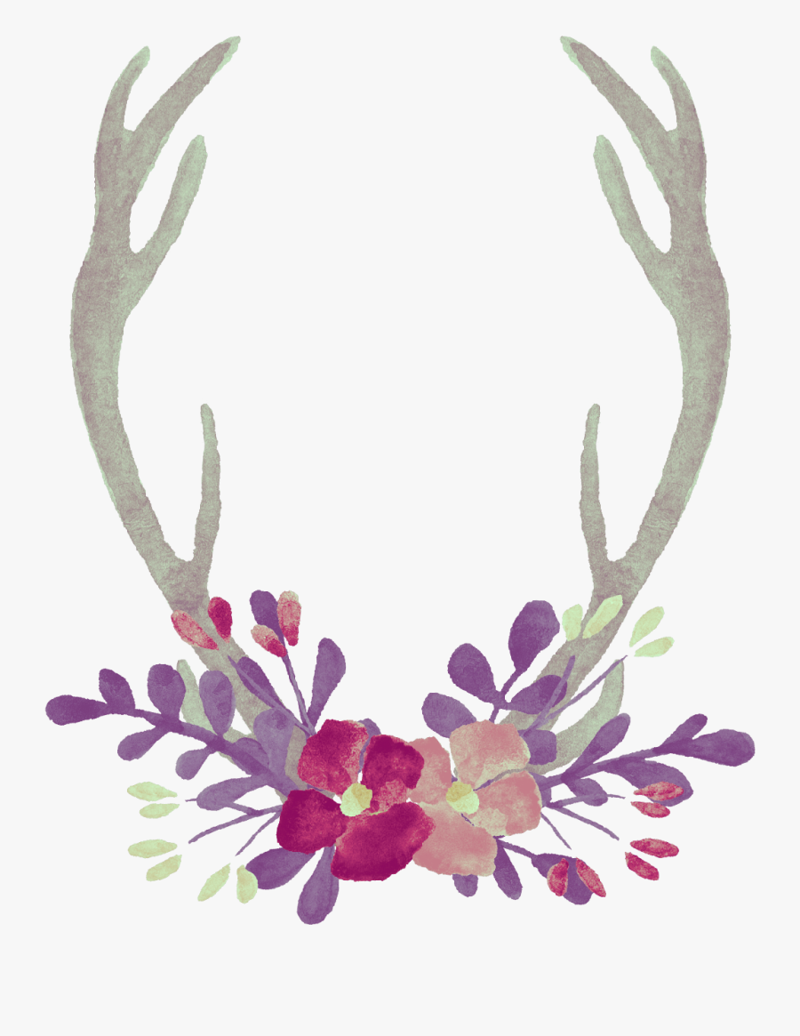 Watercolor Clipart Antlers - Mug, Transparent Clipart