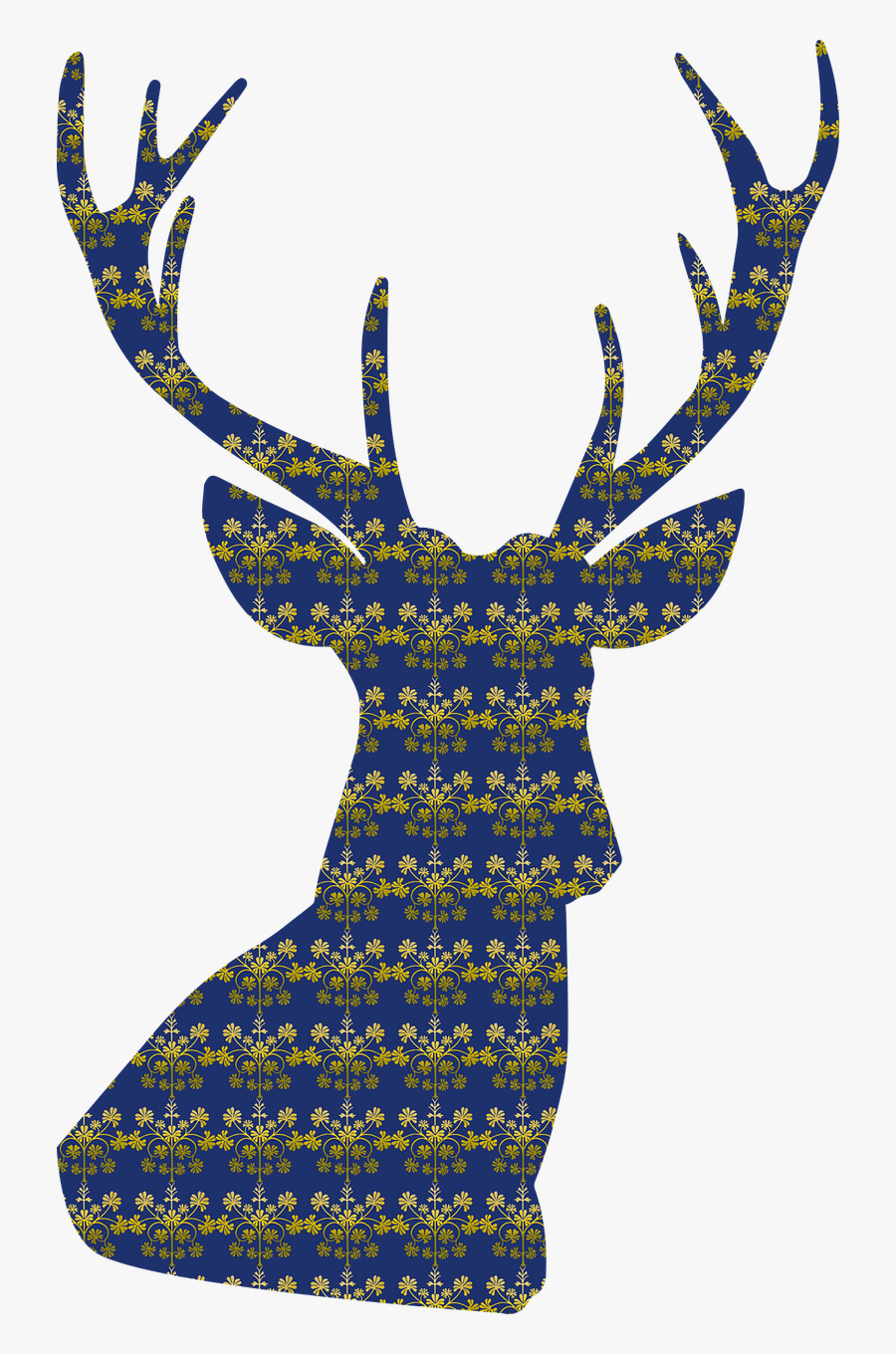 Deer, Antlers, Damask, Pattern, Vintage, Texture - Clipart Mole Silhouette, Transparent Clipart