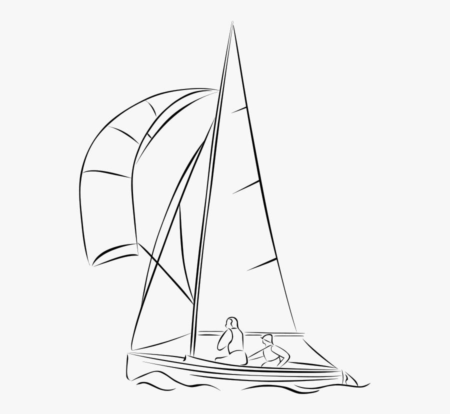 Sailing Dinghy - Black And White Clipart Sailing, Transparent Clipart