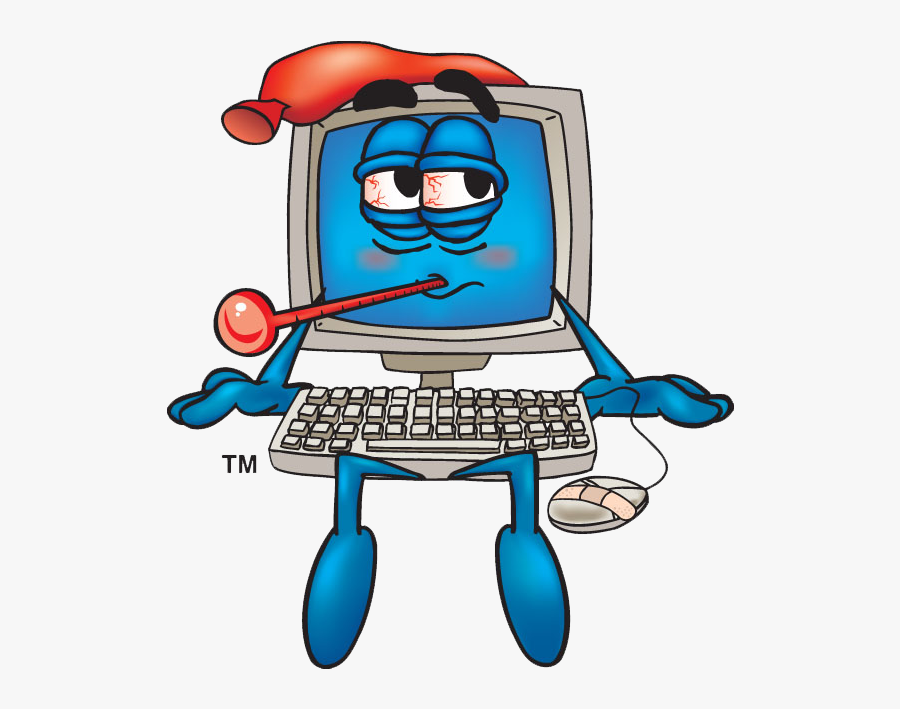 Computer Clipart Fictional Character - Sick Computer, Transparent Clipart