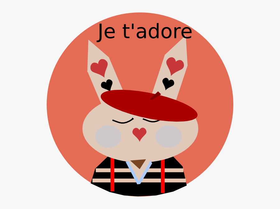 French Bunny Je T Adore Svg Clip Arts - Vector Je T Adore, Transparent Clipart