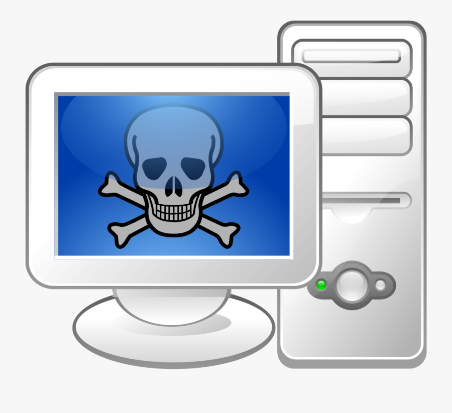 Illustration Of A Computer With A Skull And Crossbones - Malware For Kids, Transparent Clipart