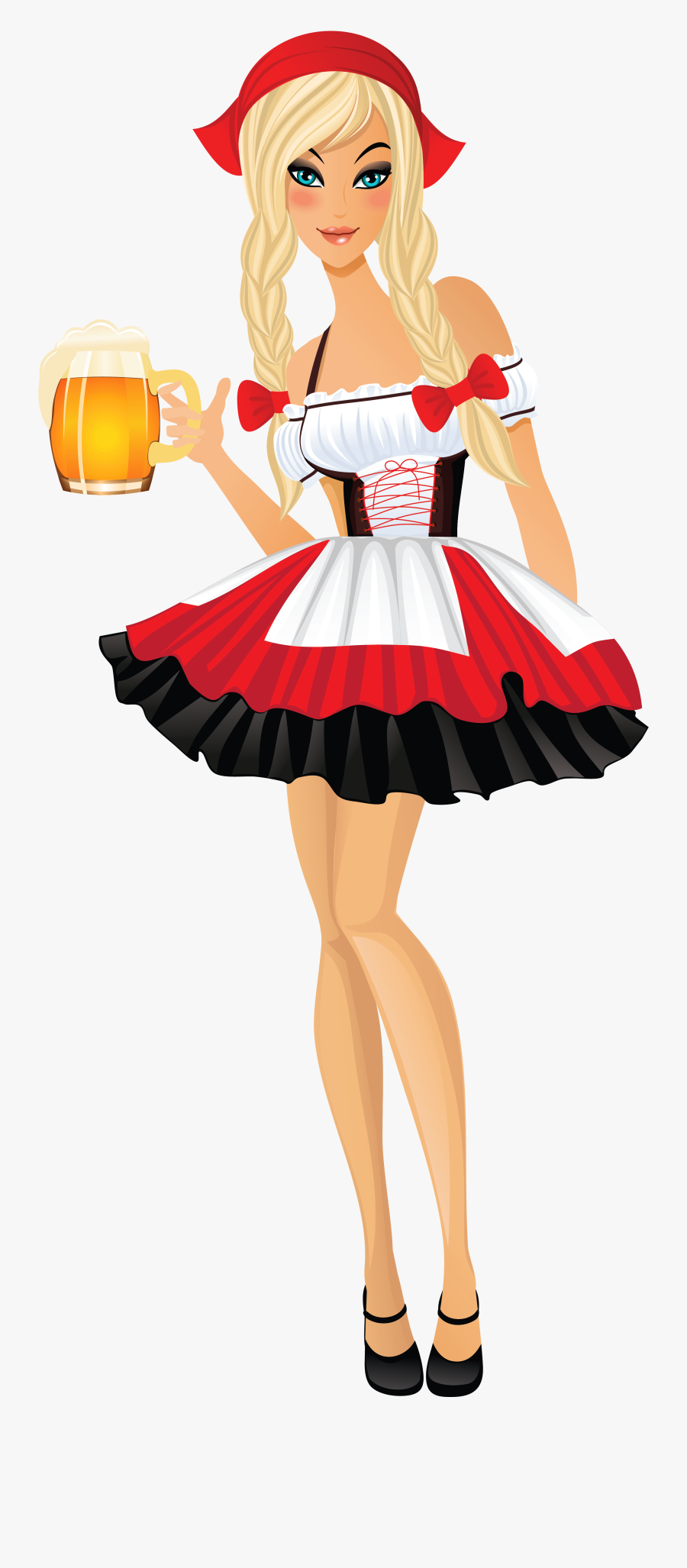 Oktoberfest Girl With Beer Mugs Png Clipart Image, Transparent Clipart