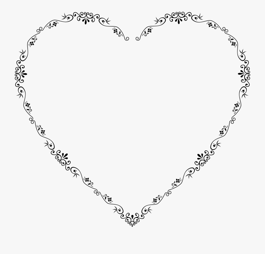 Transparent Flourish Clipart - Flower Heart Clipart Images Black And White, Transparent Clipart