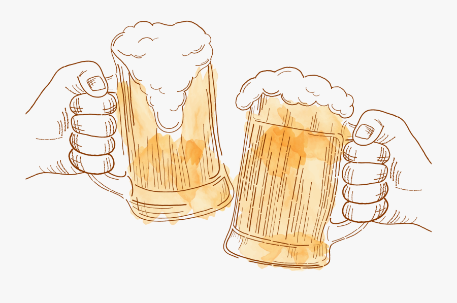 Cheers Oktoberfest Beer Cartoon Icon Free Frame Clipart - Toasting Beer Draw Png, Transparent Clipart