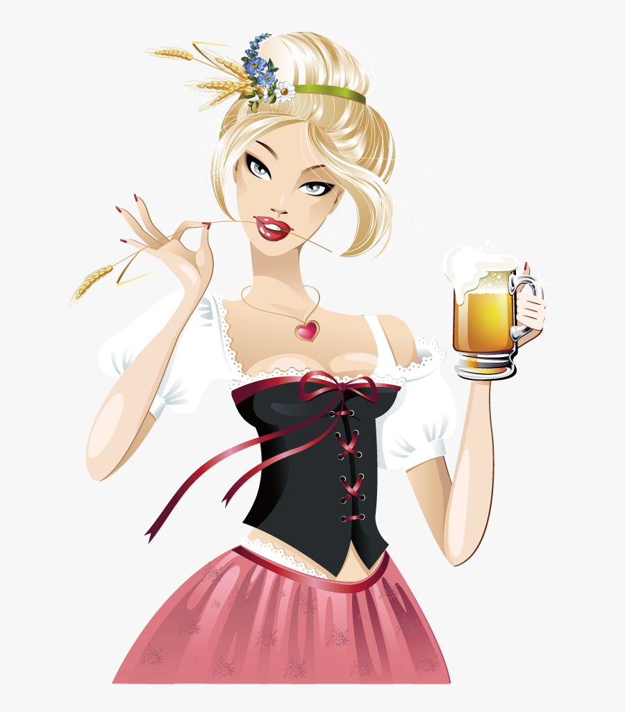 Beer German Cuisine Take - Clip Art German Girl, Transparent Clipart