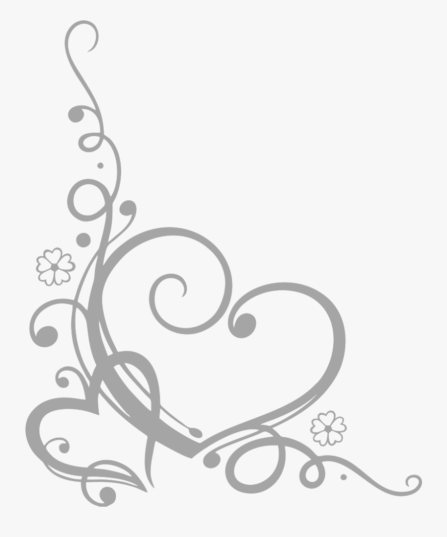 Transparent Swirl Frame Png - Heart Border Black And White Clipart, Transparent Clipart
