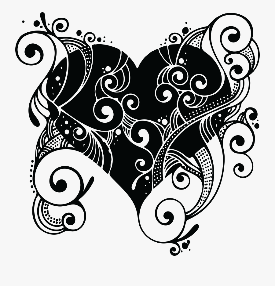 Free Clipart Of A Love Heart With Swirls - Decorative Or Ornamental Art, Transparent Clipart