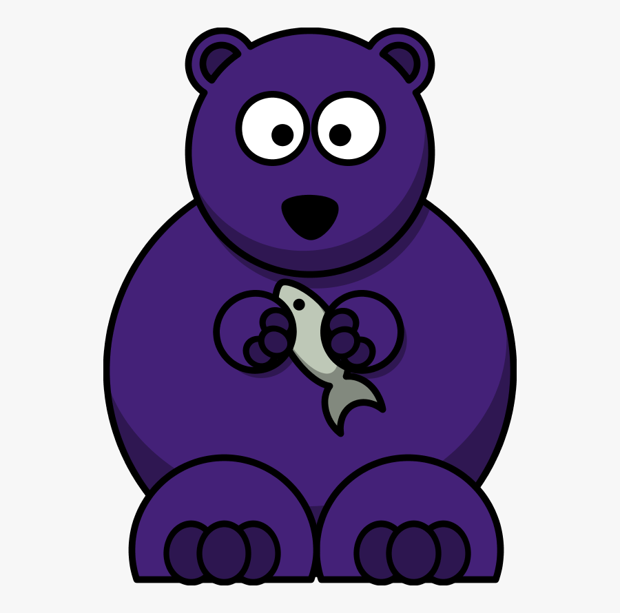 Black Vector Free On - Cartoon Bear With Fish, Transparent Clipart