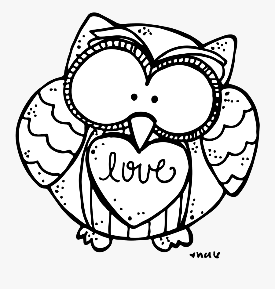 Owl Clipart Black And White - Melonheads Clip Art Love, Transparent Clipart