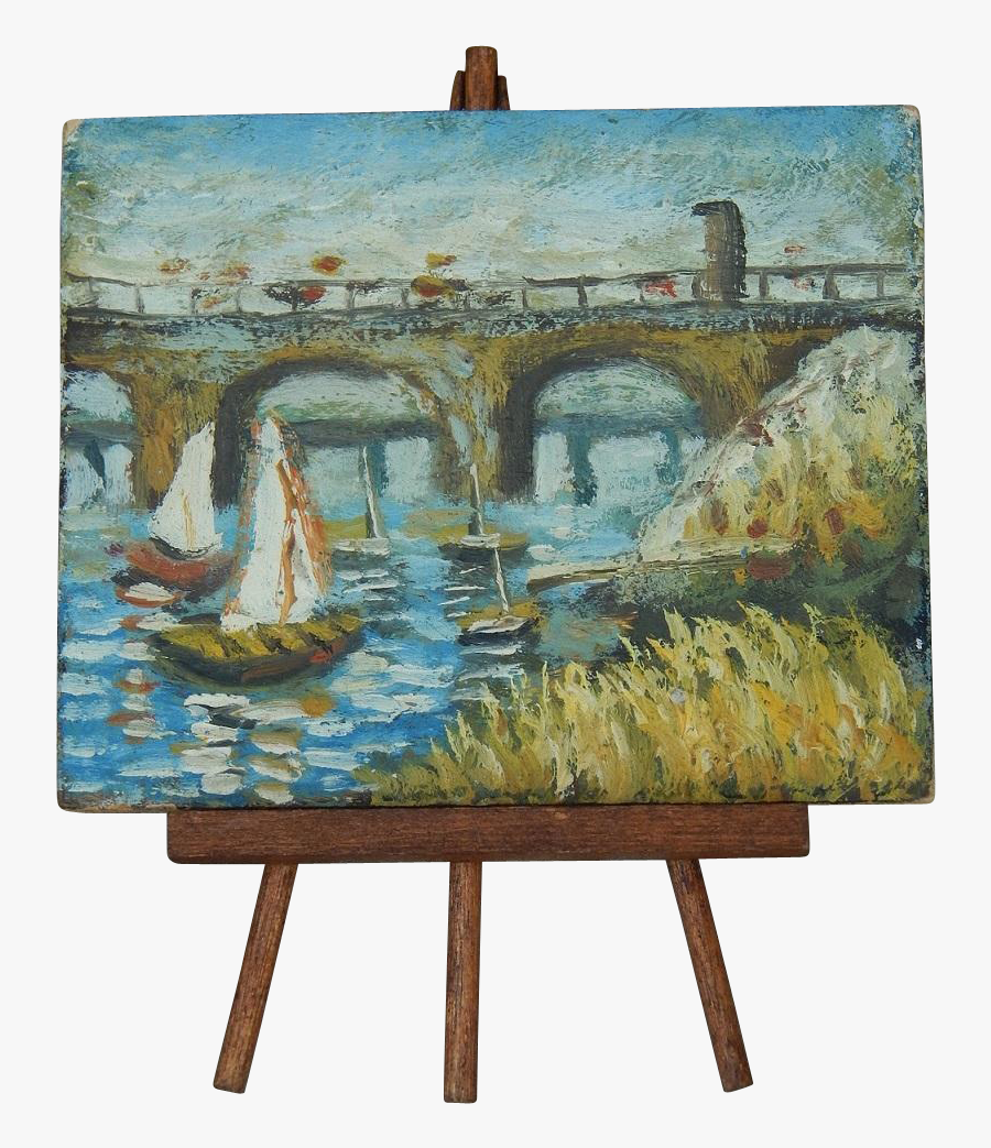 Watercolor Painting On Canvas Lovely Old Dollhouse - Transparent Background Easel Painting Clipart, Transparent Clipart