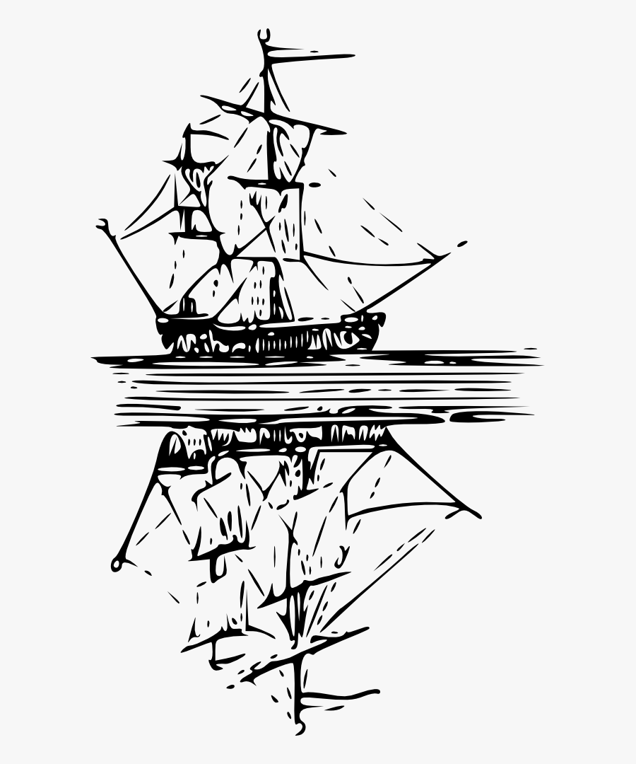 Boat Reflection On Water - Boat Reflection On Water Drawing, Transparent Clipart