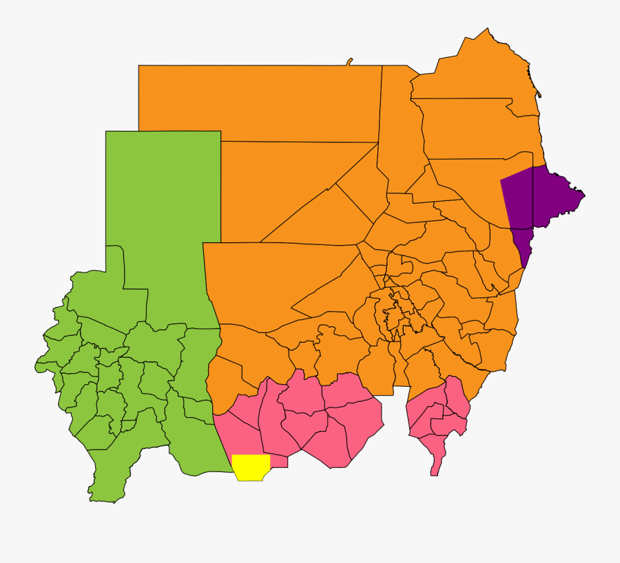 Map Showing Political Regions Of Sudan, Transparent Clipart