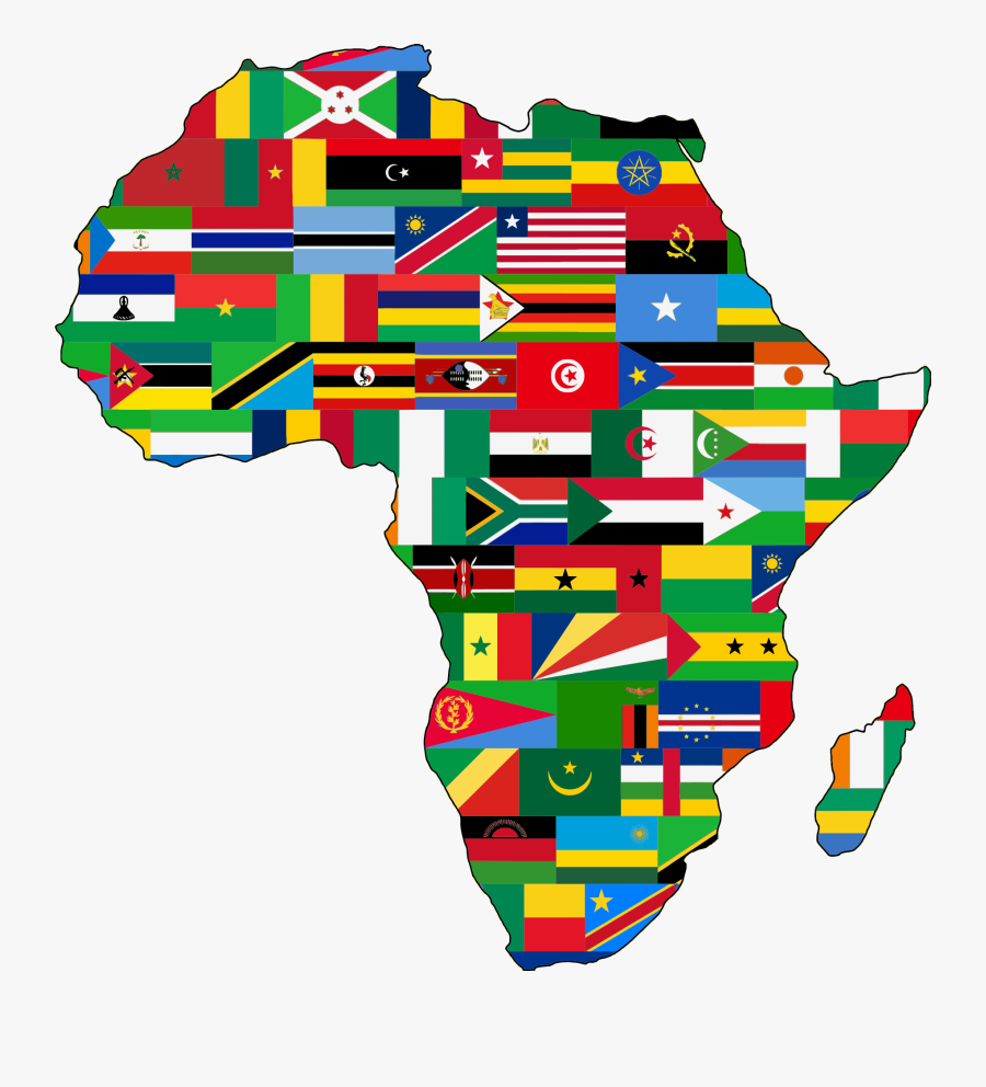 African Map With Flags, Transparent Clipart