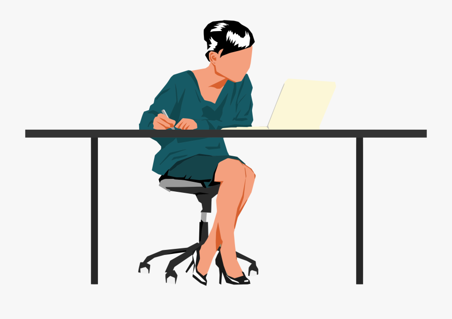 Clipart - Person Sitting At Desk, Transparent Clipart
