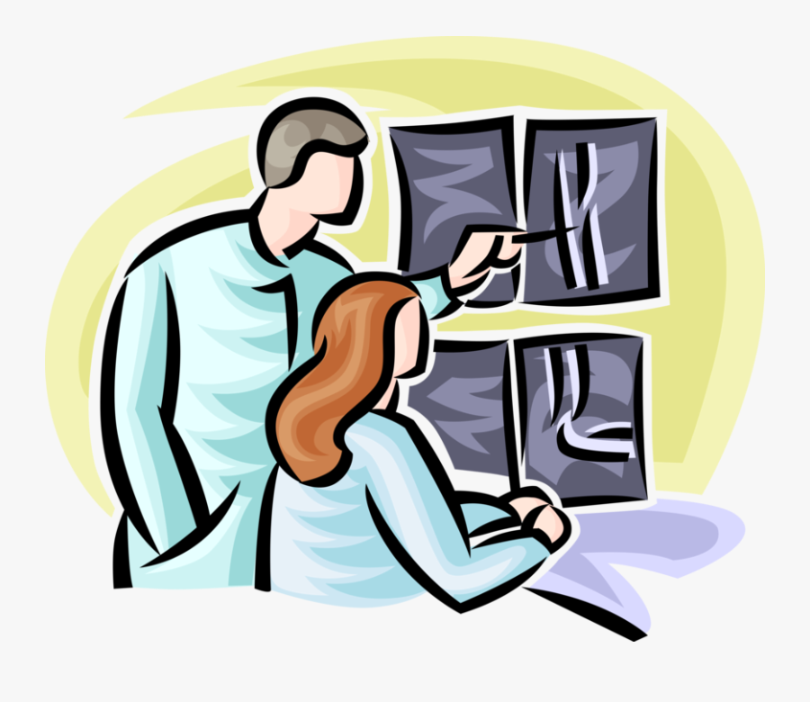 Transparent Rays Vector Png - Doctor Looking At Xray Clipart, Transparent Clipart