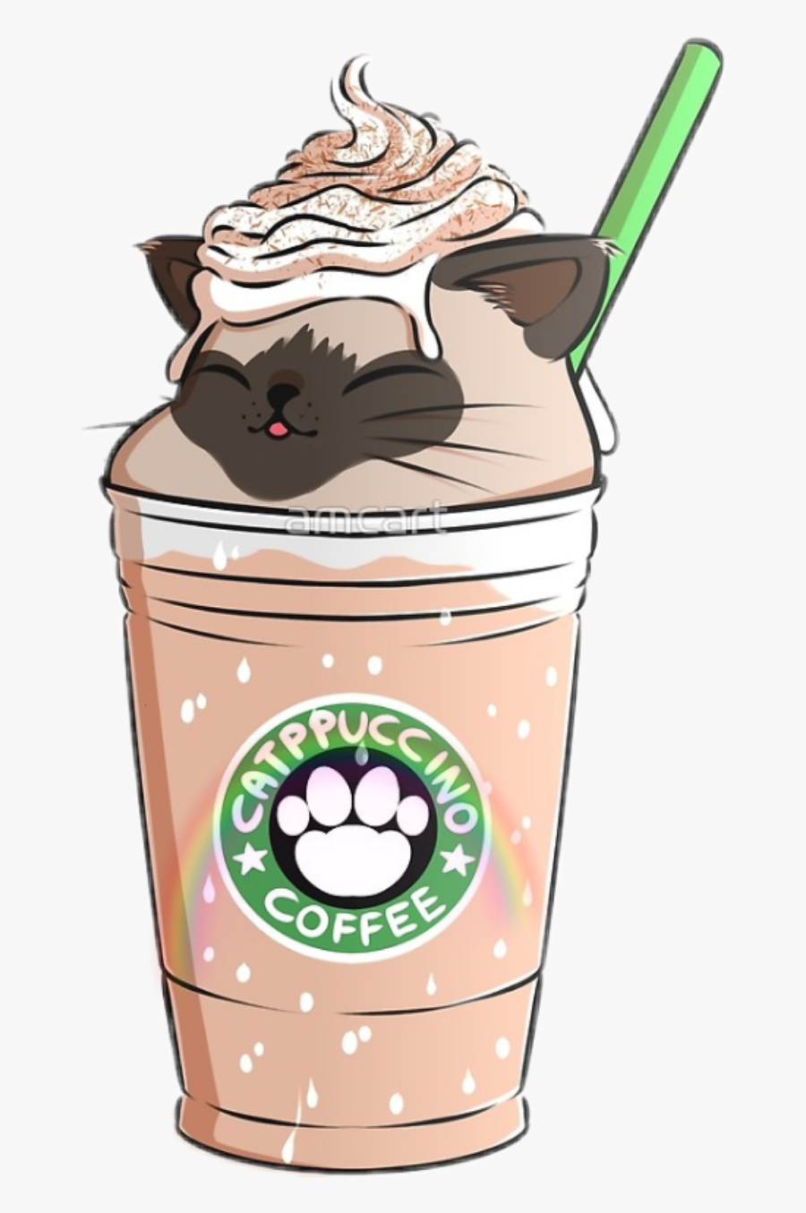 #cat #kawaii #catkawaii #starbucks #kawaiistarbuks - Catpuccino Vanilla, Transparent Clipart