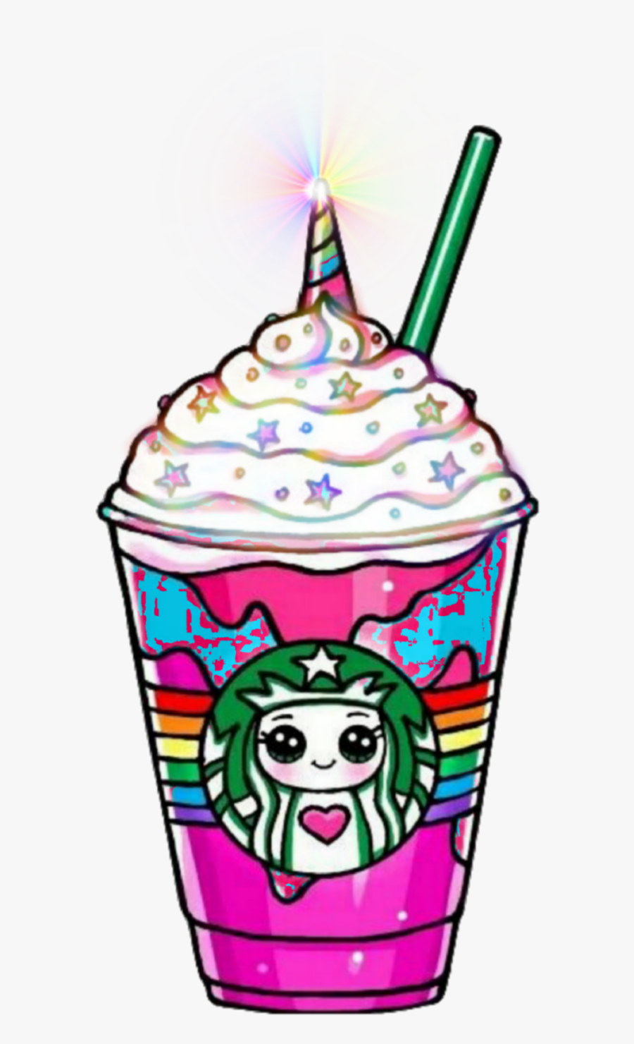 #freetoedit #rainbow #colorful #unicorn #starbucks - Unicorn Draw So Cute, Transparent Clipart