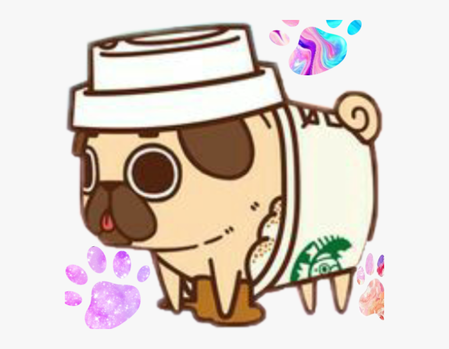 #starbucks #dog - Puglie Pug Starbucks, Transparent Clipart