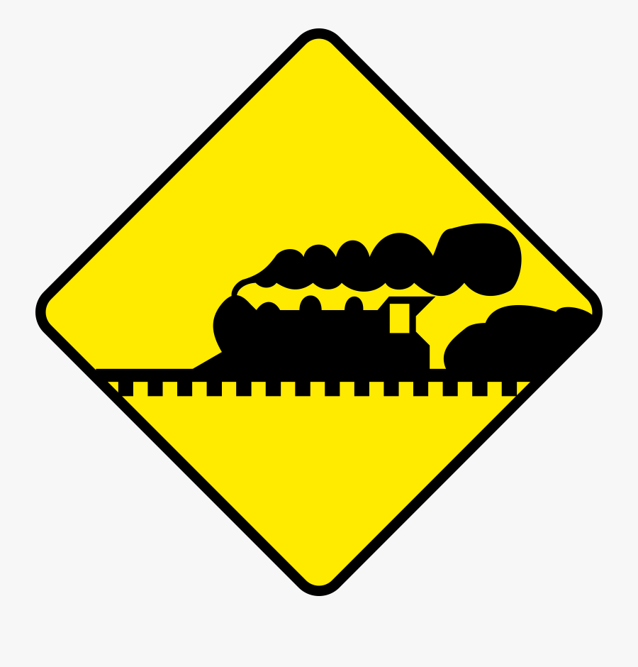 Train Road Big Image - Road Sign With Bears, Transparent Clipart