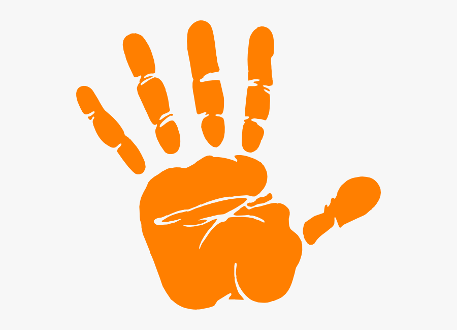Orange Hand Print, Transparent Clipart