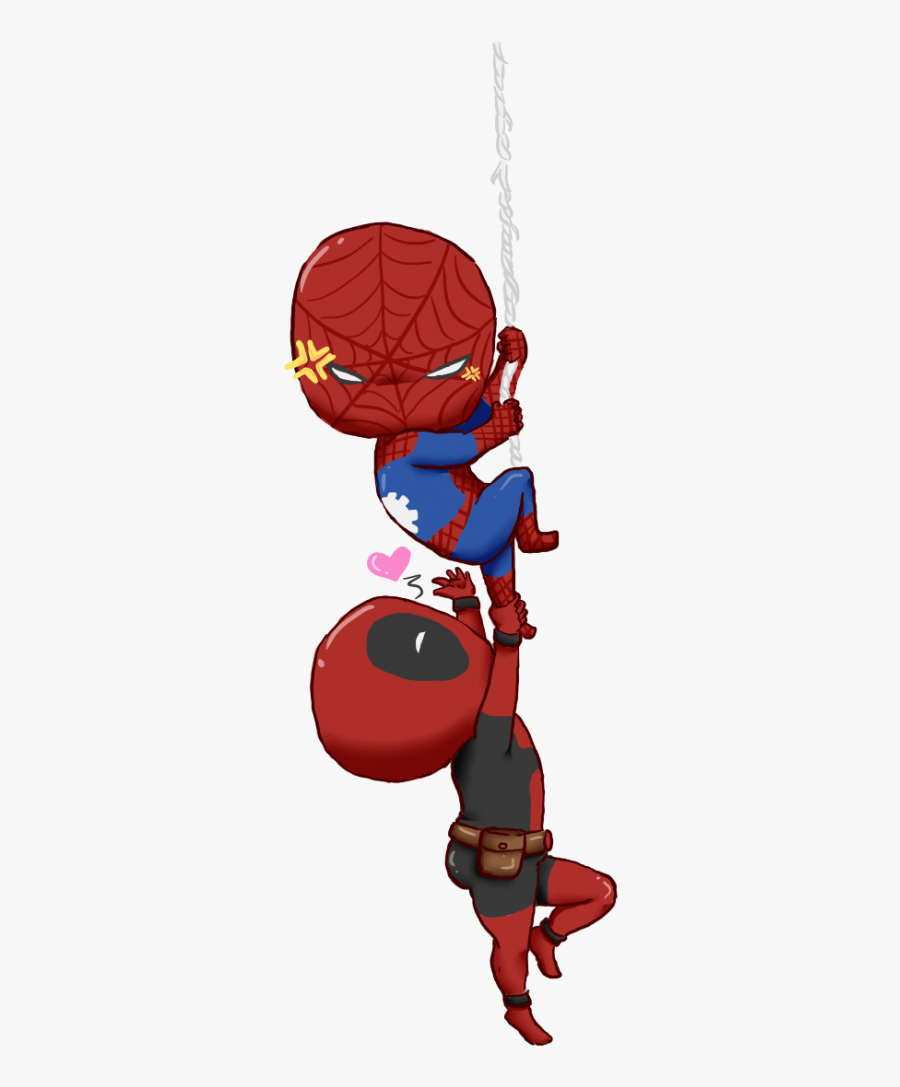 Chibi Deadpool - Chibi Iron Man And Spiderman, Transparent Clipart